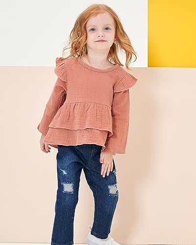 Image of Baby Girl Clothes Toddler Girls Winter Outfits Infant Clothing Ruffle Top Denim Pants Jeans Cute Fall Outfit Set