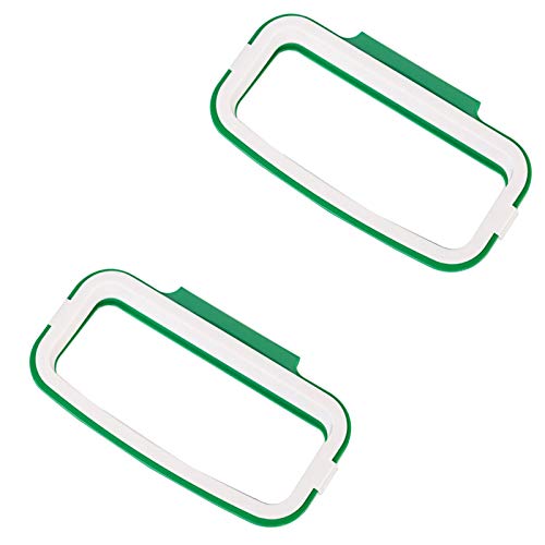 2 Piezas Soporte de Bolsa de Basura Colgante,Soporte para Bolsas de Basura,Soporte de Basura Sobre la Puerta del Armario, Almacenamiento de Basura para Armario de Cocina(Verde) Cover