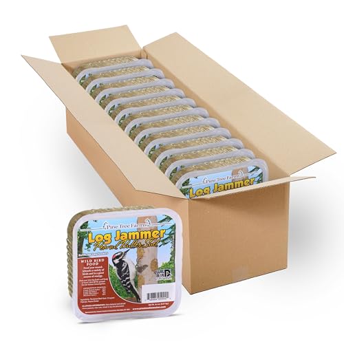Pine Tree Farms Log Jammer Peanut Butter Suet Plugs for Wild Birds Refills for Log Feeders 9.4 oz. (Pack of 12)
