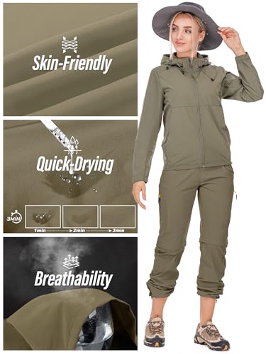 Toomett Women's Hiking Pants Convertible Quick Dry Stretch Lightweight Zip-Off Outdoor Fishing Travel Safari Pants