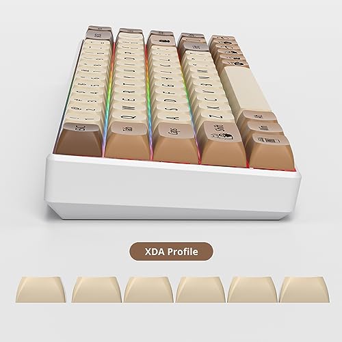 Image of Owpkeenthy Retro XDA Keycaps, PBT 138 Keys Brown Keycap Set for Cherry MX Covers Fullsize 60% 65% 75% Keyboard （XDA Coffee Cat）