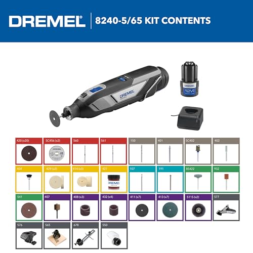 Dremel 8240 Cordless Rotary Tool 12V 2Ah Lithium-ion Battery, Multitool Kit with 5 Attachments, 65 Accessories, Variable Speed 5.000-35.000 RPM and Quick Charge Time 2 Dremel 8240 Cordless Rotary Tool 12V 2Ah Lithium-ion Battery, Multitool Kit with 5 Attachments, 65 Accessories, Variable Speed 5.000-35.000 RPM and Quick Charge Time - Image 2