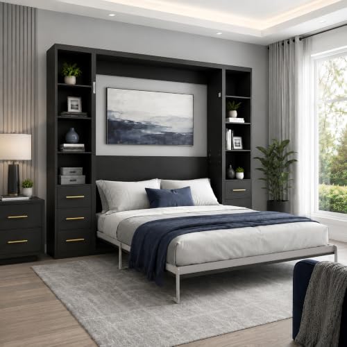 MLZTINGR Queen Murphy Bed with Storage and Desk