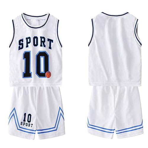 Image of Toddler Kids Sports Shorts Set Baby Boys Girls Basketball Jersey Outfit Tracksuit Tank Top Mesh Track Shorts