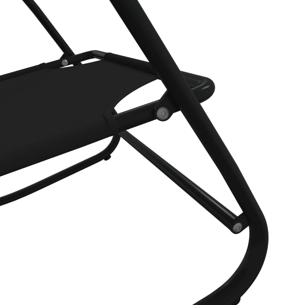Chaise Longue à Bascule, Lot de 2, Acier Thermolaqué et Textilène Respirant, Design Ergonomique, Confortable et Respirant, Rocking Chair Extérieur, Transat Jardin Exterieur,Noir, 89x58x93.5 cm