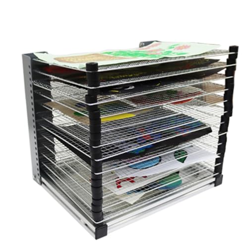 Image of INTBUYING Art Drying Rack (12 Shelves) 16 * 12 * 14 inch Desktop Placed Flip-Open Type Portable Paint Art Storage for Classrooms Art Studios