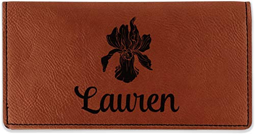 RNK Shops Personalized Orchids Leatherette Checkbook Holder - Double Sided