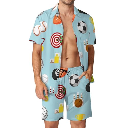 Chemise Hawaïenne Homme Basket-Ball Pantalon de Plage Ensemble Short d'Été