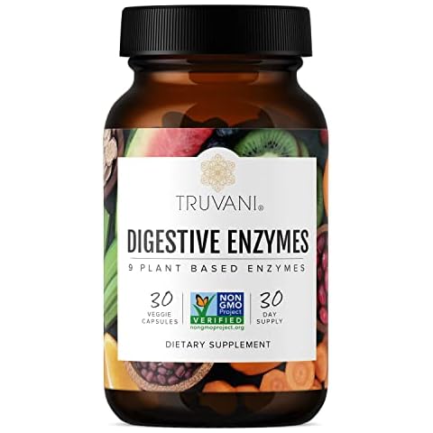 Truvani Digestive Enzymes | 9 Enzyme Blend | Digestive Support | Reduce Bloating | Increased Nutrient Absorption | Non-GMO Capsules| 30 Day Supply Cover