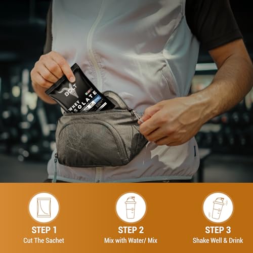 Image of Bolt 100% Whey Protein Isolate Powder | 5 Sachet Travel Pack (5x33g) | Piedmont Chocolate | 28g Protein per Serving | 7g BCAA | Muscle Support & Recovery | No Added Sugar | Gluten-Free | Easy to digest