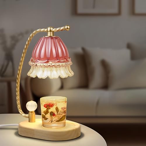 Spyxya Candle Warmer Lamp, Beautiful Candle Lamp Warmer, Gifts for Mom Bedroom Home Decor Dimmable, Red