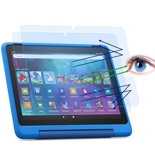 PYS Anti Blaulicht Schutzfolie für Fire HD 10/10 Kids Tablet Anti Glare Kratzfest Blaulichtblock um Augen zu Schutzen 2 Stück nur für 13. Generation 2023