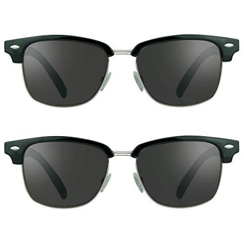 proSPORT Classic Reading Sunglass Reader for Men & Women - NOT BIFOCAL Horn Rimmed Frame (2 Pairs of Classic Black, 1.50, multiplier_x)