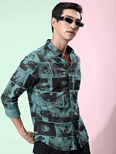 Image of Ketch Men Cotton Slim Fit Printed Full Sleeve Shirt