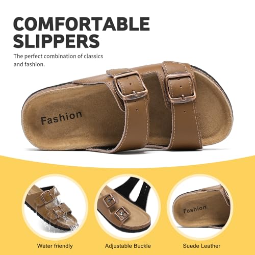 XTJSCBDSH Kids Sandals Boys Girls Slide Adjustable Back Strap Cork Toddler Slippers Casual Summer Shoes Open Toes with Cork Footbed2