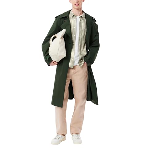 Lacoste Men's Regular Fit Long Sleeve Flannel Shirt, Flour, XX-Large4