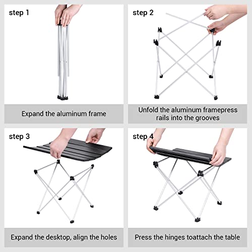 Campingtisch Klapptisch Camping, Aluminium Klapptisch Camping Tisch Faltbarer Picknick-Tisch Tragbarer Gartentisch für Camping Picknick Kochen Garten Wandern Reisen – Bild 5