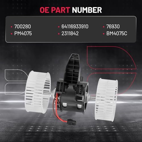 Image of BDFHYK AC Heater Blower Motor Fan 700280 Compatible with BMW 525i 525xi 528i 528i xDrive 528xi 530i 530xi 535i 535i xDrive 535xi 545i 550i 645Ci 650Ci 650i M5 M6,HVAC Blower Motor Assembly PM4075