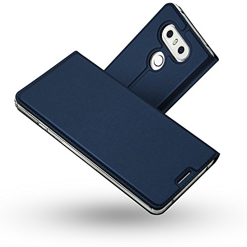Funda LG G6,Radoo® Slim Case de Estilo Billetera Carcasa Libro de Cuero,PU Leather Con TPU Silicona Case Interna Suave [Función Soporte][Cierre Magnético] para LG G6 (Azul)