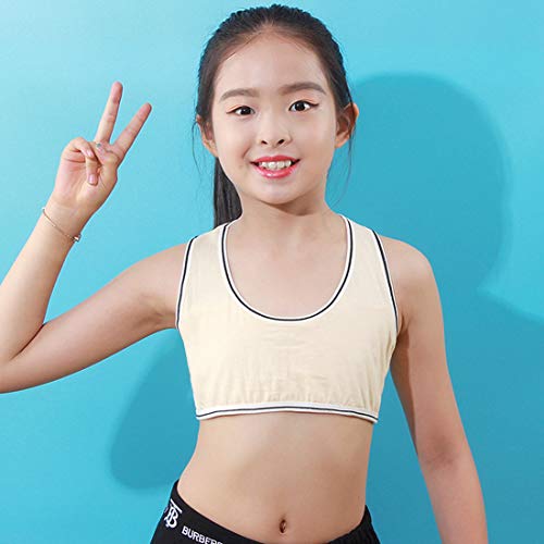 Girls' Bra Developmental Elastic Pure Cotton Solid Color Sports Underwear Vest 5 Pack2
