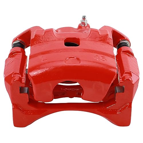Image of TRQ Front Left Brake Caliper w /Bracket Performance Red Drivers Side | For 2010-2013 Nissan Altima 2011-2012 Sentra