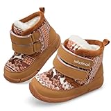 XIHALOOK Toddler Boots for Boys Girls Winter Warm Fur Lined Boot Outdoor Walking Hiking Shoes Brown Bohemia, 5.5-6 Toddler