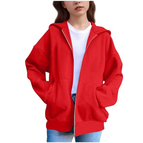 Hoodies for Teen Girls Zip up Fleece Cute Ear Jacket Casual Comfy Solid Sweatshirt Coat Boys Fall Winter Birthday Outfits