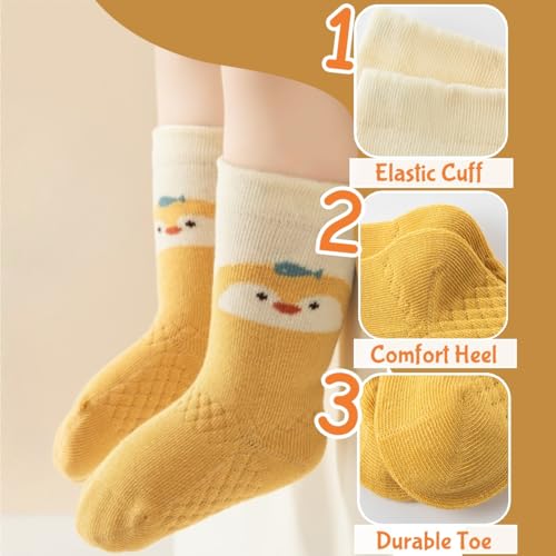4 Pairs Toddler Baby Girl Boy Kids Socks, Cute Animal Bear Soft Cotton Crew Socks, 0~5T (B,Medium)3