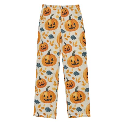 Pajama Pants Pumpkins Halloween Leaf PJ Bottoms Sleepwear Lounge Sleep Pant with Pockets