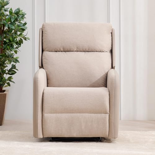 Image of Home Centre | Rico 1-Seater Fabric Recliner | Recliner for Living Room | Solid Wood | Beige | 2 Year Warranty