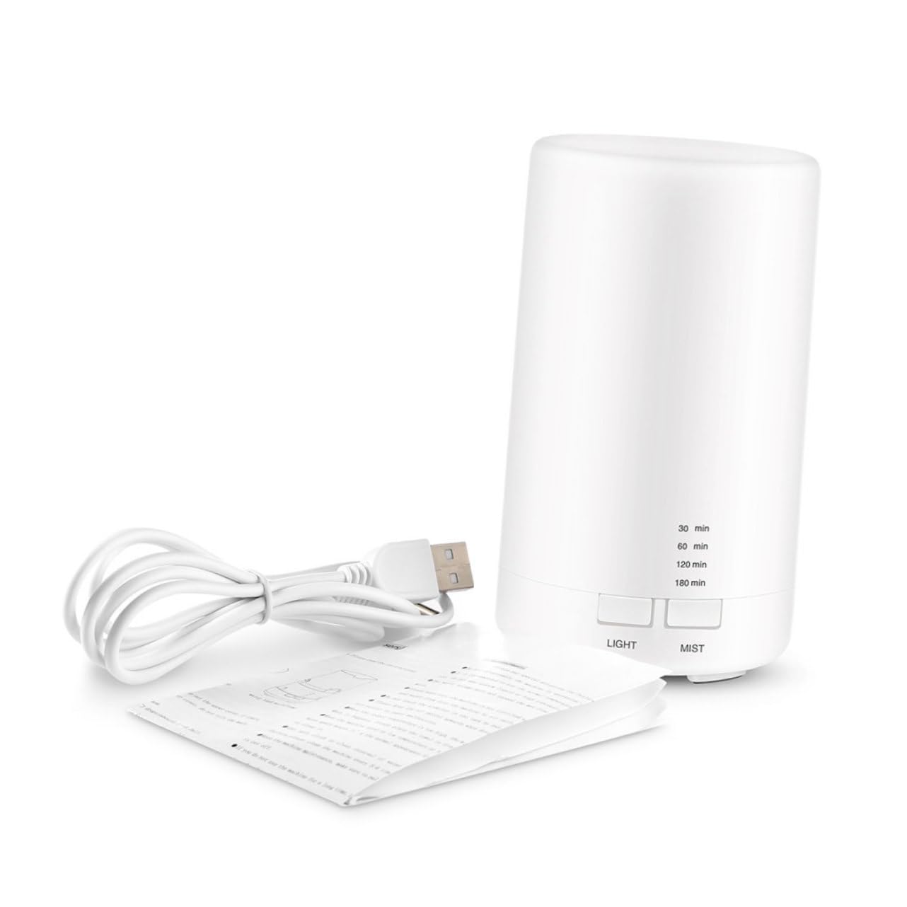 Difusor de Aceites Esenciales USB Silencioso 70ml, PP Blanco