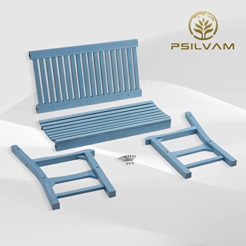 Psilvam Garden Bench, 2-Person Poly Lumber Patio Bench, All-Weather Outdoor Bench That Never Rot And Fade, Memorial Bench, Suit For Garden, Porch And Park(Blue) #TOP5
