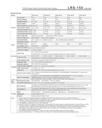 Alimentation à découpage LRS-150-36 boîtier perforé tension stable - 4