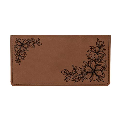 Floral Filigree Laser Engraved Leatherette Checkbook Cover #TOP10