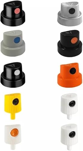 Universal Spray Paint Caps Pack of 10, Compatible with DANG, Montana, Flame, Molotow, Graffiti Spray Paint Nozzles for Cans, Aerosol Tips, Mural Accessories, Cap Set