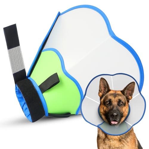 Hard & Heavy Plastic Dog Cone Collar Alternative for Extra Large Dogs(Adult Lab Golden GSD), Pet Neck Head Protective Cone Anti-Lick, Adjustable Elizabethan Recovery Collar Cone of Shame for Healing