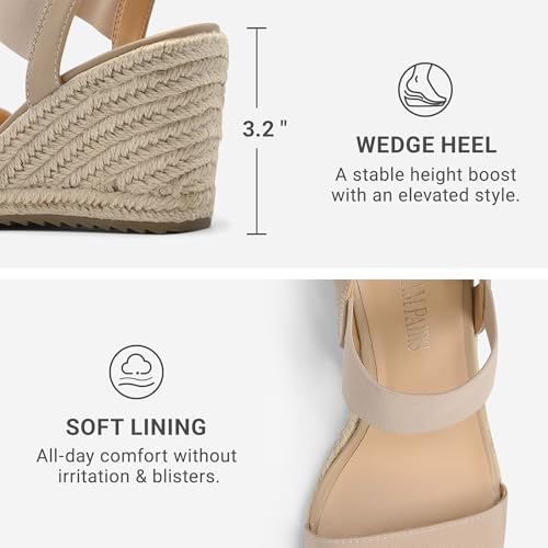 Image of DREAM PAIRS Womens Open Toe Espadrilles Dressy Platform Sandals Slip on Elastic Ankle Strap Wedges Sandals
