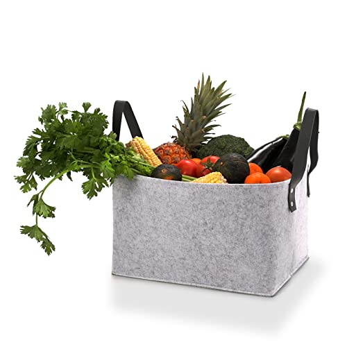 Faltbar Kaminholztasche, praktische Einkaufstasche, Filztasche für Kaminholz Kaminholztasche Filz Shopper Einkaufstasche Filzkorb Zeitungen Kaminholz Filztasche Groß 37 x 27 x 23 cm-4