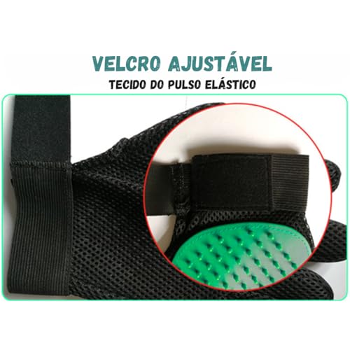 Luva Tira Pelos Pet Escova Nano Magnética para Cães e Gatos Remove Para Banho Tamanho Único (Verde,