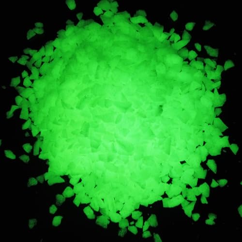 Glow in The Dark Broken Glass,Glow in The Dark Stone,Glow in The Dark Rocks Glow Stones for Crafts, Fish Tank/Aquarium Gravel, Resin Art,Indoor/Outdoor Decor,3-5mm 200g/7oz (Yellow Green)