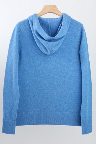 Image of JENNIE LIU Women's 100% Pure Cashmere Long Sleeve Zip Hoodie Cardigan Sweater