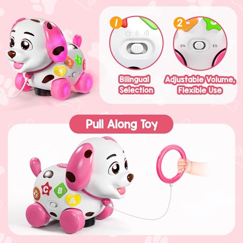 Image of ToddlerCley Musical Puppy Toys for 1 Year Old Girl Gifts, 1st Birthday Girl Gift, Bilingual Learning Baby Toy 6-12-18 Months with Sound & Lights, Educational Toy for 1 Year Old Boy Present