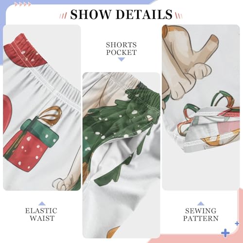 Beagle Christmas Tree Ball Boys Long Pants Soft Trousers Elastic Waist Kids Lounge Bottoms with Pockets S-XL4