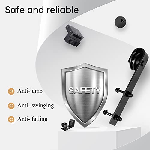 Easelife 6 Ft Sliding Barn Door Track And Handle Hardware Kit,Heavy Duty,Basic J Pulley,Slide Smoothly Quietly,Easy Install (6Ft Track Kit For 30"~36" Wide Single Door) #TOP2