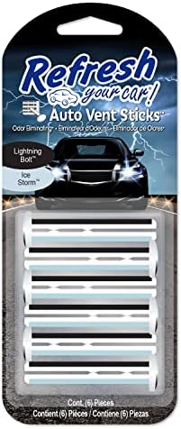 Car Air Freshener, Odor Eliminator, Set of 6 Auto Dual Scent Vent Sticks, Lightning Bolt and Ice Storm Scent, Refresh Your Car