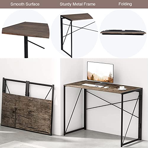 Folding-Desk-Laptop-Computer-Table-Writing-Study-Computer-Desks-with-Metal-Frame-Folding-Home-Office-Desk-for-Small-Spaces-394-Inches-No-Assembly-Required-Esspresso