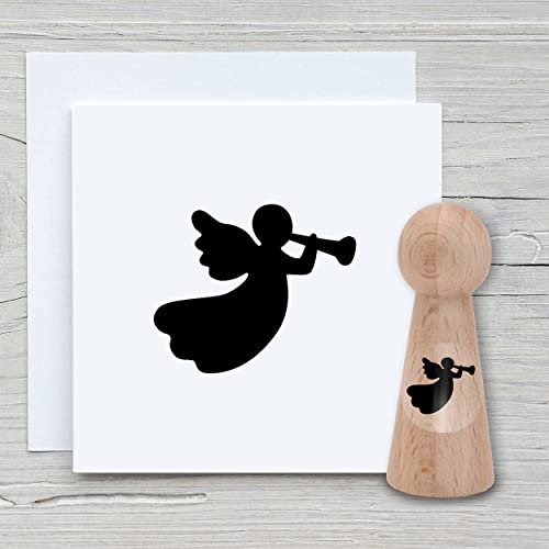Tampon en bois - Motif ange - Pour scrapbooking et cartes de Noël Cover