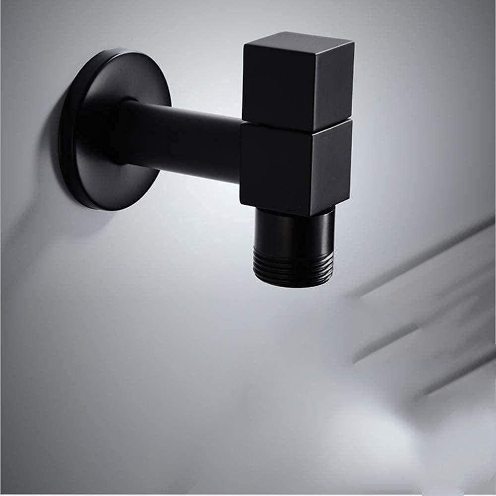 Rubinetto Singolo in Ottone Nero Rubinetto per Lavatrice Rubinetto da Giardino Rubinetto a 4 Punti Rubinetto per Balcone Lavatrice Mop Pool Rubinetto Singolo Freddo Decorate