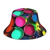 Zltegako Sombrero de pescador rosa con estampado de bolas de Navidad con rayas reflectantes, sombrero de sol de moda para exteriores, Colores de pintura, Talla única