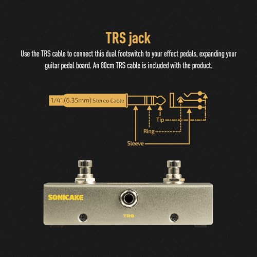 SONICAKE Dual Footswitch Pedal 2-Way Pedal 6.35mm Momentary Footswitch Controller mit TRS Kabel